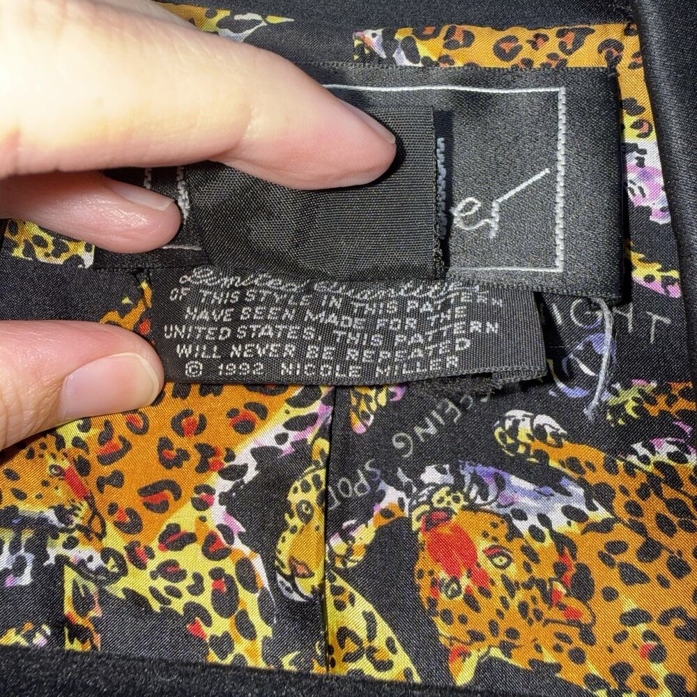 Nicole Miller Vintage 90s 100% Silk Satin Blazer With Rare Leopard Lining Size S - Picture 6 of 6